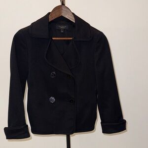 NWOT Talbots Women's Classic Short Black Pea Coat. Size 2